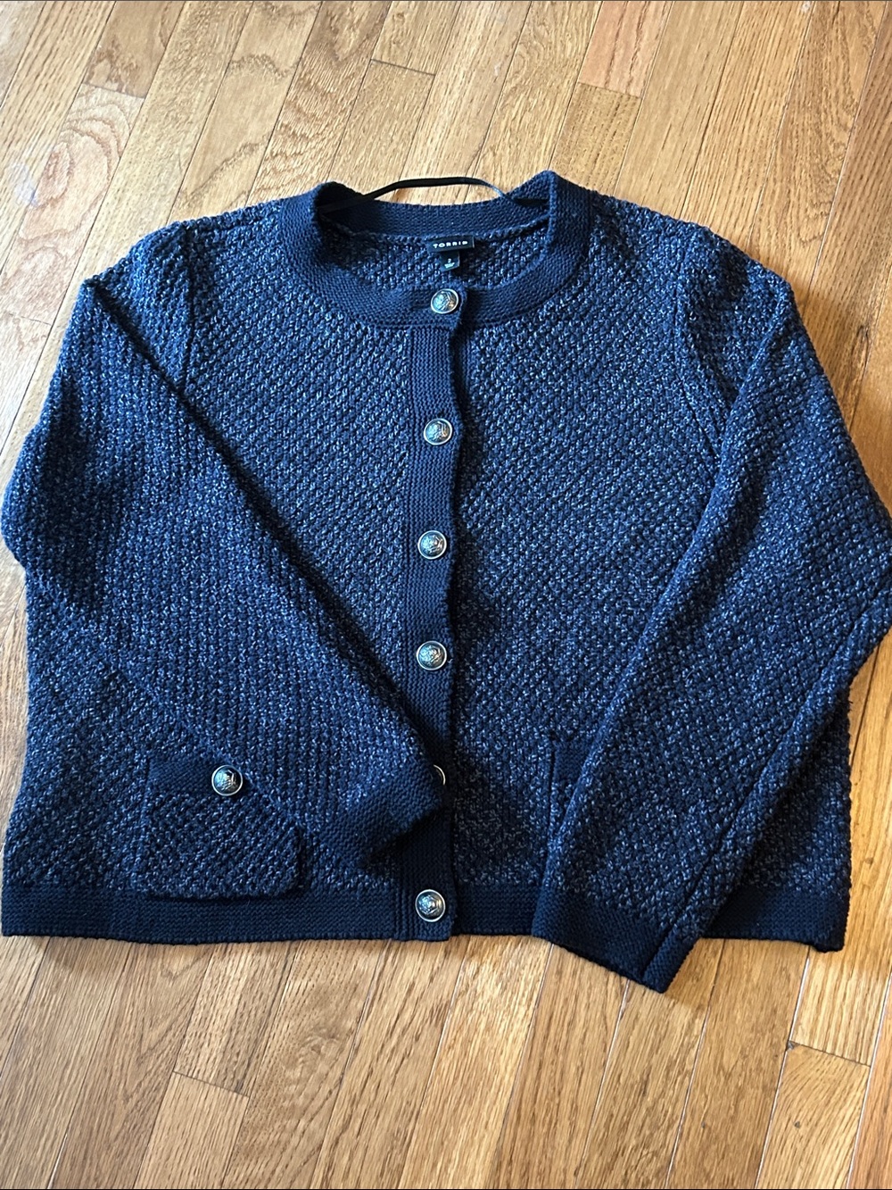 torrid Black and Grey Textured Button-Front Cardigan Sweater